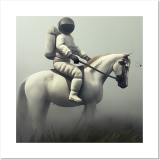 Astronaut riding horse Posters and Art